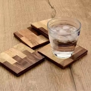Premium Natural Wooden Coasters Set Stylish <b>Table</b> <b>Protectors</b> for Coffee Cups Wine Glasses Restaurant Hotel Bar Decor - Product Image 5