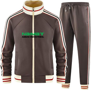 Custom Side Striped Stand Collar Zip Up <b>Tracksuit</b> Set Men Retro Sports Jacket And Joggers Soft Fleece Clothing Combo - Product Image 5