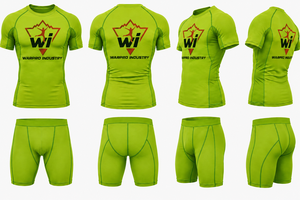 Warpro Industry Men's Short Sleeve Rash Guard <b>Compression</b> <b>Shirt</b> Quick Dry Printed Sport Top Green - Product Image 2