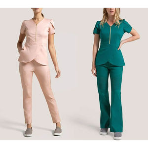 Spandex Polyester men 2026 Hot Sale White Knitted Scrub Sets Customize Medical <b>Nursing</b> Woman Scrubs Polyester Hospital Uniform - Product Image 4