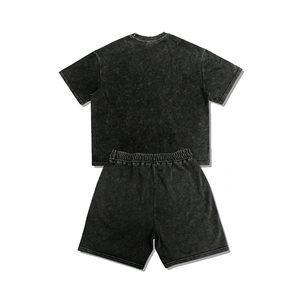 Ensemble T-shirt et short tendance personnalisé avec strass effet délavé, 100 % coton, look premium, nouveau design pour homme - Product Image 5