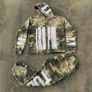 Conjunto Deportivo de Camuflaje con Parches Bordados, Sudadera con Cierre y Pantalones Deportivos con Cierre, Conjunto Deportivo para Hombre - Product Image 3
