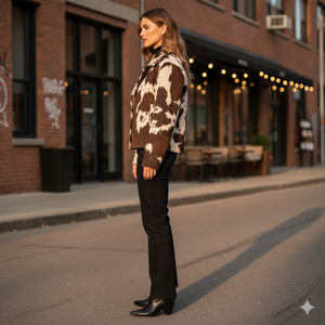 Veste en cuir de vachette pour femme – Veste en cuir véritable style western – Manteau de motard haut de gamme fait main – Vêtement d'extérieur de luxe pour l'hiver - Product Image 2