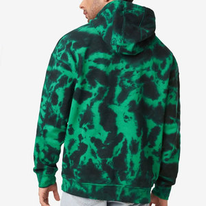 Sudadera con Capucha Tie-Dye para Hombre, Corte Holgado, Verde y Negro, Felpa Francesa, Estilo Casual para Otoño - Product Image 2