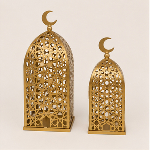 Wholesale <b>Gold</b> Ramadan Decorations Metal Hollow Out Candle Holder Islamic <b>Lantern</b> for Eid Mubarak Tabletop Decor Ornaments - Product Image 3