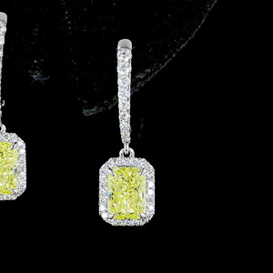 Pendientes de Oro con Diamantes Cultivados en Laboratorio, Corte Radiante, Certificados por IGI, Color Amarillo Intenso, 10K, 14K, 18K, Clásicos, de Lujo, para Boda o Compromiso - Product Image 4
