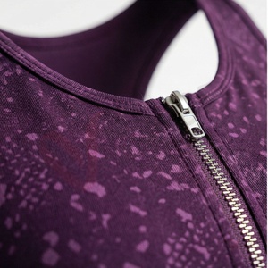 Women Purple Zip Front Racerback Sports Bra High Waist Full Length <b>Leggings</b> Yoga 2 Piece Set - Product Image 4