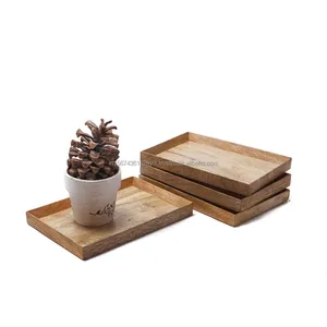 Natural Mango <b>Wood</b> <b>Single</b>-Tier Serving Tray, Rustic Classic Style for Kitchen, Living Room, Bathroom & Beverage Storage - Product Image 1