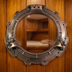 Decoración de Pared con Forma de Ojo de Buey, Marco de Ventana Redondo Decorativo de Aluminio Estilo Marítimo Vintage para el Hogar, Casa de Playa, Sala de Estar - Product Image 6