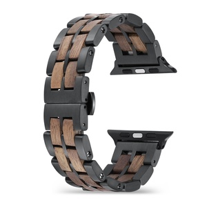 Correa de Lujo de Madera de Zebrano y Acero Inoxidable para Reloj <span class=keywords><strong>Apple</strong></span> <span class=keywords><strong>Watch</strong></span> Series Ultra 1-11 38/<span class=keywords><strong>40</strong></span>/41/42/44/45/46/49mm - Product Image 6