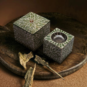 Luxury Mother of Pearl <b>Bakhoor</b> Incense Burner Set Mabkhara <b>Oud</b> Charcoal Burner with Storage Box Decorative Tray - Product Image 2
