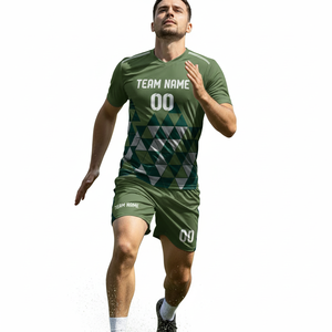 Maquette gratuite de maillot de foot imprimé par sublimation, logo personnalisé, respirant, anti-transpiration, ensemble uniforme de foot pour équipe universitaire - Product Image 4