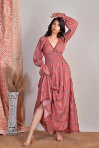 Wholesale Boho Silk Long Maxi <b>Dress</b> for Women Comfortable & Breathable Party <b>Dress</b> at Low Price Bulk India Export - Product Image 4