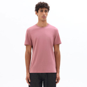 Camiseta de algodón de manga corta con cuello redondo y color sólido para hombre, corte regular, estilo casual, tejido de punto, color azul marino. - Product Image 4
