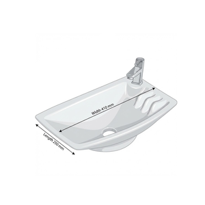 Lavabo mural monobloc de luxe Oscar en céramique avec rebord doré noir mat pour villa - Product Image 3