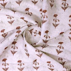 Crimson Vines Cotton Chanderi <b>Fabric</b> Charcoal Slub Urban Foliage Printed Earthy Meadow Digital Print Organic Eco-Friendly <b>Medium</b> - Product Image 1