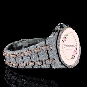 Montre automatique pour homme en acier inoxydable style hip-hop, avec moissanite VVS1, analogique, artisanale, mécanique - Product Image 3