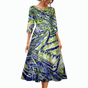 Vestido Maxi de Diseño Polinesio Personalizado de las Islas del Pacífico, Vestidos de Fiesta para Mujer - Product Image 5
