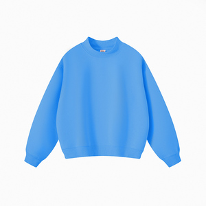 Women's <b>Light</b> Blue Stand Collar Sweatshirt With Front <b>Letter</b> Logo Print Casual Knitted Cotton Pullover Autumn Wear - Product Image 4