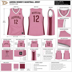 Aurora Women's Basketball Jersey V-Neck Sleeveless Moisture Wicking <b>Mesh</b> Tank <b>Top</b> Custom Sublimated Print 12 - Product Image 5