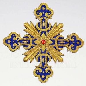 Insignia Religiosa de Cruz Metálica Dorada Hecha a Mano con Base de Fieltro Blanco, Apliques Ecclesiásticos para Fabricantes de Vestimentas - Product Image 6