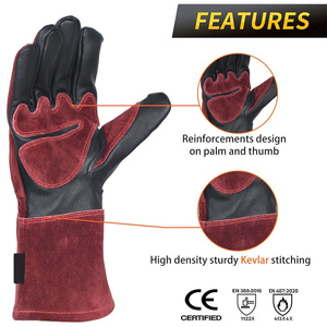 Guantes de Soldadura TIG de Alta Calidad en Piel de Cabra y Piel de Vacuno, Resistentes al Calor y a las Chispas, para Protección de Manos en Trabajos de Bomberos - Product Image 3
