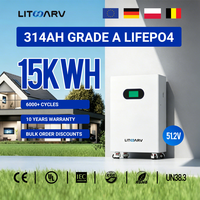 Batterie lithium-ion Litharv 51,2 V 314 Ah, pack de batteries LiFePO4 16 kWh avec écran tactile couleur LCD, sur roulettes