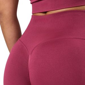 Women's High Rise Seamless Knitted <b>Leggings</b> Pink Training Fitness Yoga Workout Athletic Activewear Quick Dry Breathable - Product Image 3