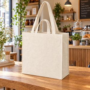 320 GSM Natural Cotton <b>Canvas</b> Tote Bag 38x42x20 cm Off White Shopper Bag Custom Logo OEM Private Label Reusable Eco Friendly B2B - Product Image 4