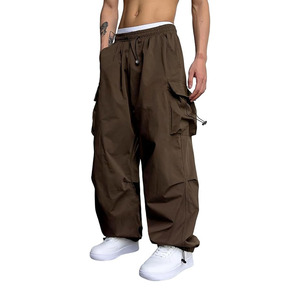 Men's <b>Canvas</b> Cargo Pants Loose Fit Multi Pocket Workwear Trousers Casual Straight Leg Elastic Waist Track Pants - Product Image 1
