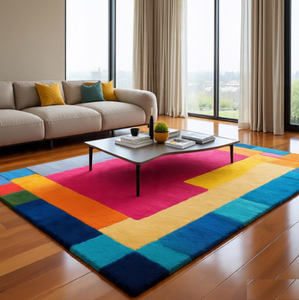 Tapis moyen de haute qualité, fait main, en pure laine, moderne, multicolore, écologique, antidérapant, nettoyage à sec, rembourré, motif floral, adapté aux animaux domestiques - Product Image 1