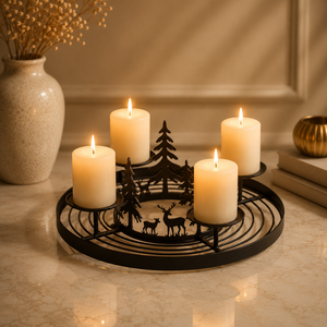 Christmas Inflatable Decoration <b>Large</b> Metal Black Matte Finished <b>Candle</b> Holder for Lighting and Decor - Product Image 1