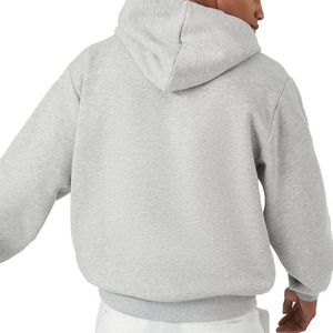 Sudadera con Capucha de Forro Polar Gris para Hombre, Manga Larga, Corte Holgado, Color Sólido, Estilo Casual, para Otoño, con Bolsillos - Product Image 5