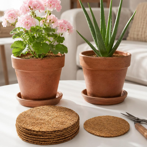 Almohadillas de malla de drenaje de fibra de coco para macetas, cubiertas para orificios de macetas de 4 pulgadas, paquete de 12, tapetes de drenaje de plantas de fibra de coco natural - Product Image 6