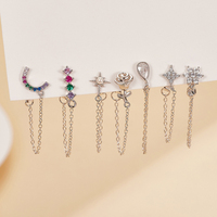 Boucles d'oreilles pendantes tendance en argent sterling 925 avec chaîne et zircone cubique, plaquées or, double piercing, cadeau idéal pour demoiselle d'honneur ou anniversaire, bijoux