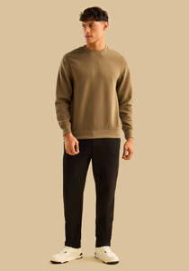 Sudadera de Manga Larga con Cuello Redondo, 100% Algodón Orgánico, Estilo Velour, Personalizable con Logotipo, para Hombre, Venta al Por Mayor, Marca Privada - Product Image 1