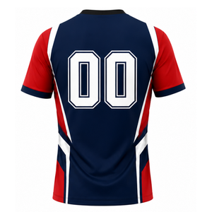 Custom Navy Blue Red White Sublimated Volleyball Jersey Short Sleeve Team Sports Clothing Match Competition Performance Shirt - Product Image 2