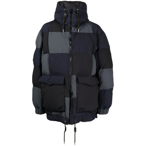 Chaqueta acolchada gruesa con capucha para hombre, ecológica, con bloques de color, cierre de cremallera, cortavientos, informal de invierno, ajuste holgado, relleno de poliéster - Product Image 4