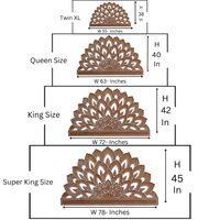 Tête de lit Smart Art Queen Size en bois sculpté Lotus, artisanale de luxe, éclairée et réglable en hauteur, finition blanchie naturelle, en bois d'ingénierie