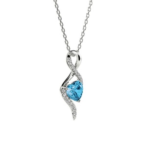 Hallmark <b>Silver</b> Ribbon Twist Heart Pendant with Diamond and Pearl in Rhodium Plated Gold - Product Image 2