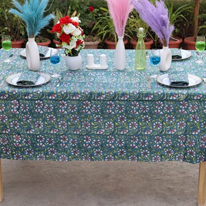 Floral Printed Cotton Linen <b>Tablecloth</b> Outdoor Use Washable Traditional Chinese Style Blue Patterned Cover - Product Image 6