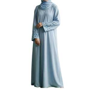 Ropa Tradicional Musulmana, Vestido Islámico Modesto para Mujer, Tela Nida Suave, Abaya Bordada de Lujo, Estilo de Oriente Medio, Talla Grande - Product Image 1
