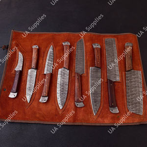 Juego de Cuchillos de Chef de Acero de Damasco, Afilados como una Navaja, Profesionales, Multifuncionales, de 8 Piezas, Ecológicos, para Uso Diario, con Mango de Madera de Palisandro y Funda de Cuero - Product Image 2