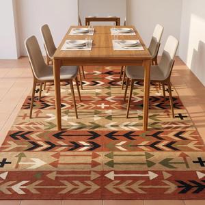 Tapis d'intérieur en laine tissé à la main, motif géométrique tribal sud-ouest avec flèches, tapis kilim pour salon - Product Image 4