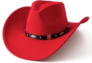 Sombrero de Vaquero de Cuero a Rayas Rojo Unisex, Ala Ancha, para Playa, Cuatro Estaciones, 56-58CM, Adulto 2026 - Product Image 3