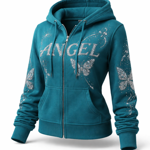 Sudadera con Pedrería Negra Personalizada al por Mayor para Mujer - Compra al por Mayor Directamente del Fabricante - Product Image 3