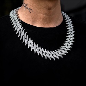 مجوهرات الهيب هوب المخصصة بالكامل الماس سلسلة الارتباط كوبي جولة مختبر نمت الماس المجوهرات مع 14K سلسلة الذهب الأبيض للرجال