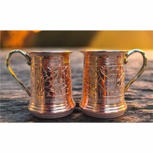 Wholesale Moscow Mule Hammered Copper Mug Stainless Steel Lined Beer Cocktail Cup Vintage Brass Handle <b>Metal</b> Drinkware Mugs - Product Image 5