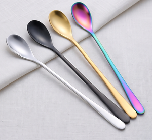 Premium Stainless Steel Cocktail Spoons Modern <b>Bar</b> <b>Tools</b> Stirring Utensils Durable Matte Finish Silver Black Gold Rainbow Colors - Product Image 1