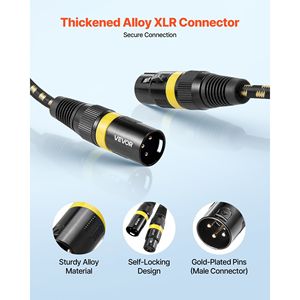 Confezione da 6 Cavi XLR da 7,6 m, Placcati in Oro, a 3 Pin, per Microfono e Altoparlante, Cavi Bilanciati Schermati Maschio-Femmina per Microfoni - Product Image 3